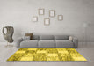 Machine Washable Abstract Yellow Contemporary Rug in a Living Room, wshcon2751yw