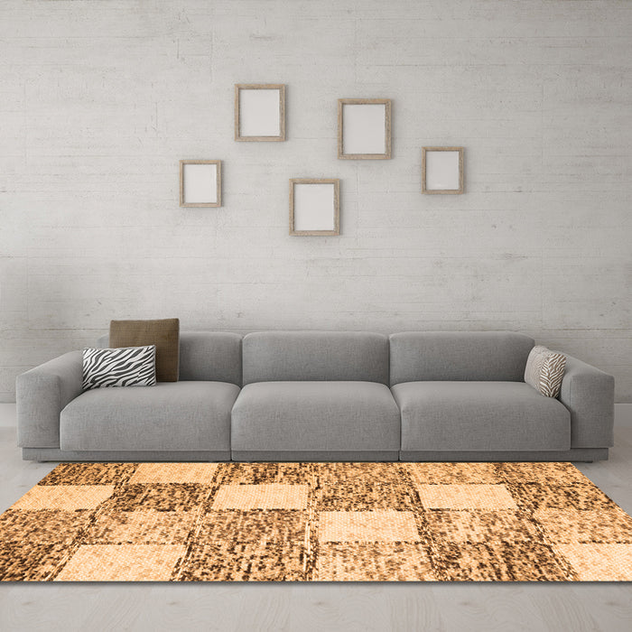 Machine Washable Abstract Orange Contemporary Area Rugs in a Living Room, wshcon2751org