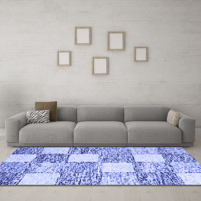 Machine Washable Abstract Blue Contemporary Rug in a Living Room, wshcon2751blu