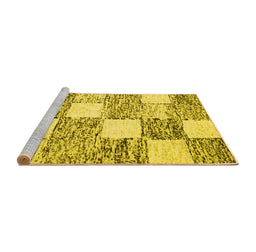Sideview of Machine Washable Abstract Yellow Contemporary Rug, wshcon2751yw