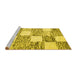 Sideview of Machine Washable Abstract Yellow Contemporary Rug, wshcon2751yw