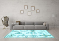 Machine Washable Solid Light Blue Modern Rug, wshcon2752lblu