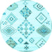 Round Machine Washable Solid Light Blue Modern Rug, wshcon2752lblu