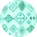 Round Solid Turquoise Modern Rug, con2752turq