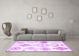 Machine Washable Solid Purple Modern Area Rugs in a Living Room, wshcon2752pur
