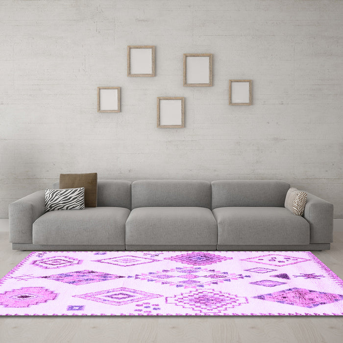 Machine Washable Solid Purple Modern Area Rugs in a Living Room, wshcon2752pur