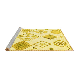 Sideview of Machine Washable Solid Yellow Modern Rug, wshcon2752yw