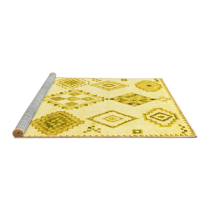 Sideview of Machine Washable Solid Yellow Modern Rug, wshcon2752yw