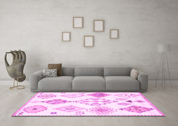 Machine Washable Solid Pink Modern Rug in a Living Room, wshcon2752pnk