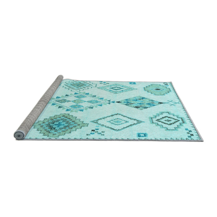 Sideview of Machine Washable Solid Light Blue Modern Rug, wshcon2752lblu
