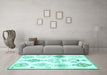 Machine Washable Solid Turquoise Modern Area Rugs in a Living Room,, wshcon2752turq