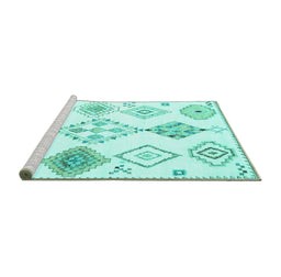 Sideview of Machine Washable Solid Turquoise Modern Area Rugs, wshcon2752turq