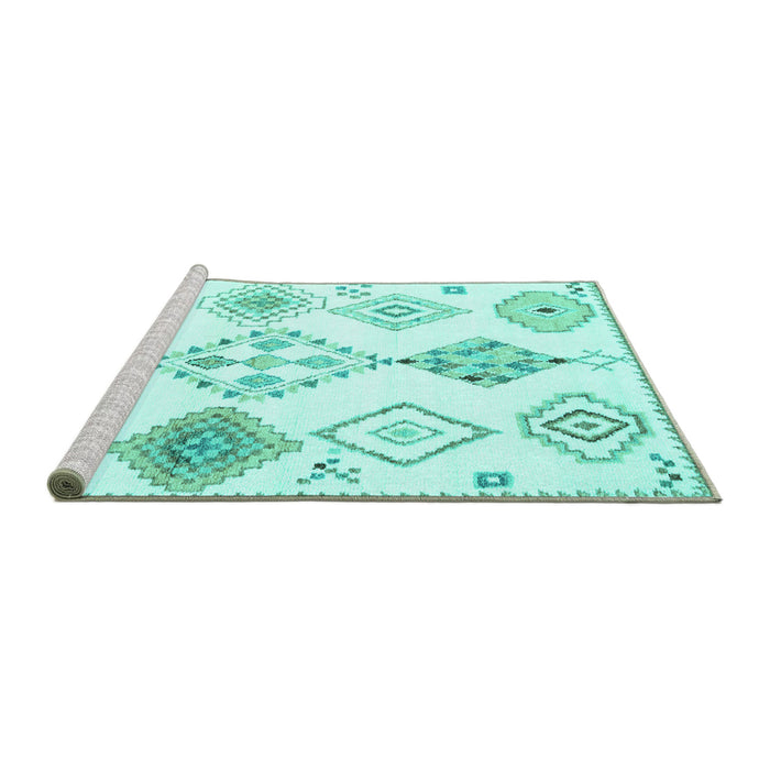 Sideview of Machine Washable Solid Turquoise Modern Area Rugs, wshcon2752turq
