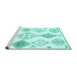 Sideview of Machine Washable Solid Turquoise Modern Area Rugs, wshcon2752turq