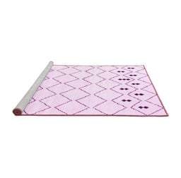 Sideview of Machine Washable Solid Pink Modern Rug, wshcon2753pnk