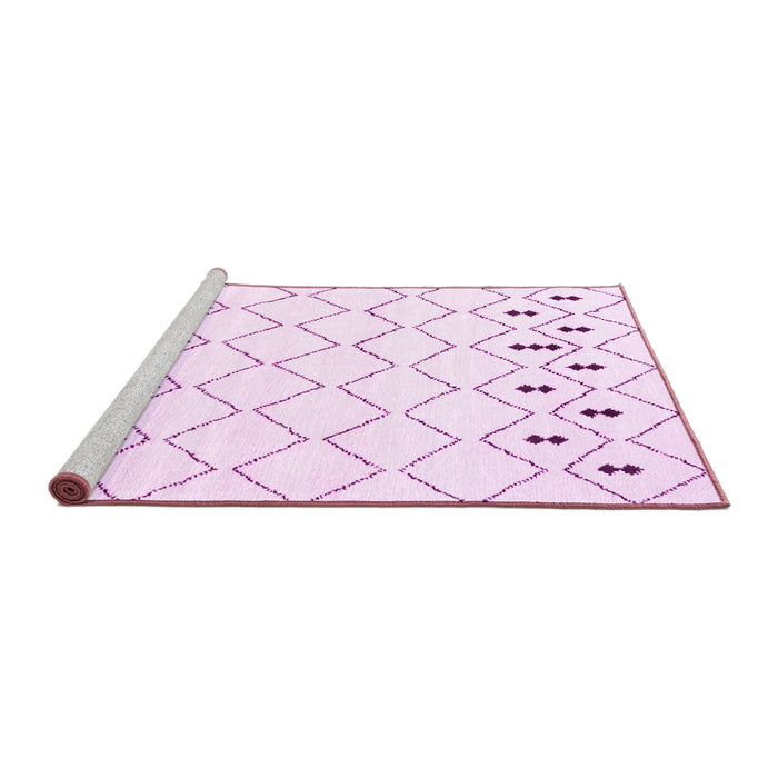Sideview of Machine Washable Solid Pink Modern Rug, wshcon2753pnk