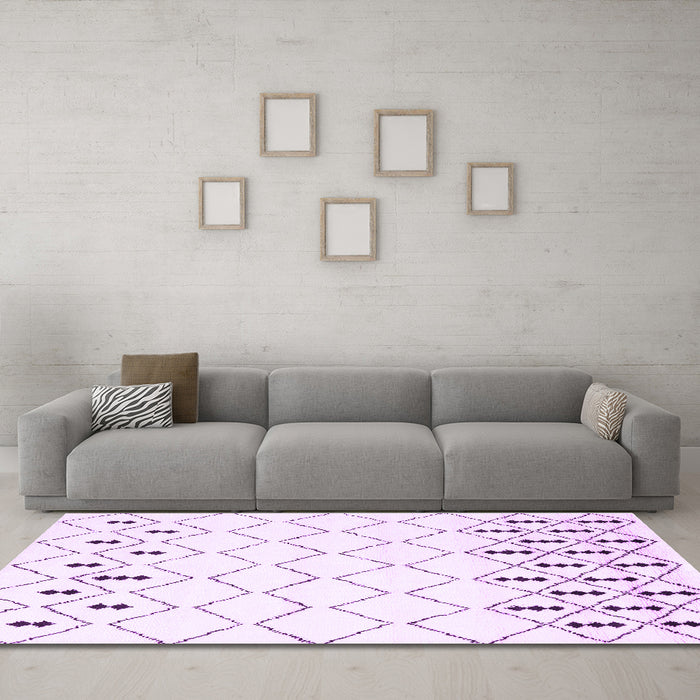 Machine Washable Solid Purple Modern Area Rugs in a Living Room, wshcon2753pur
