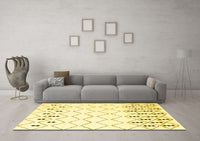 Machine Washable Solid Yellow Modern Rug, wshcon2753yw