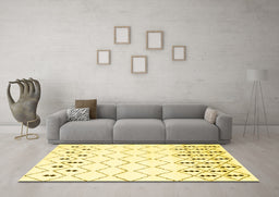 Machine Washable Solid Yellow Modern Rug in a Living Room, wshcon2753yw