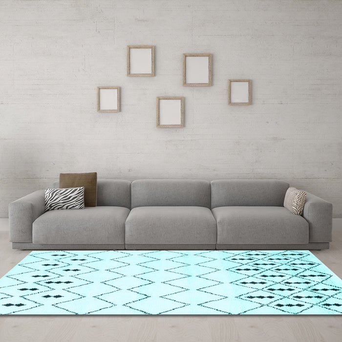 Machine Washable Solid Light Blue Modern Rug in a Living Room, wshcon2753lblu