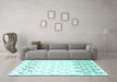 Machine Washable Solid Turquoise Modern Area Rugs in a Living Room,, wshcon2753turq