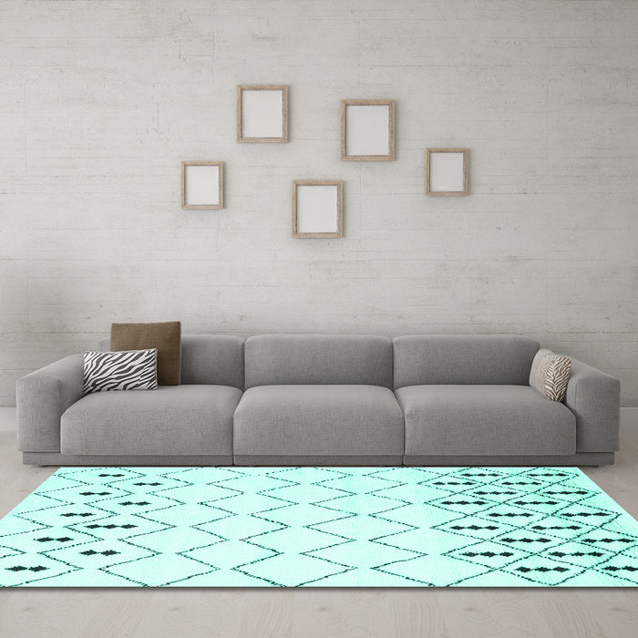 Machine Washable Solid Turquoise Modern Area Rugs in a Living Room,, wshcon2753turq