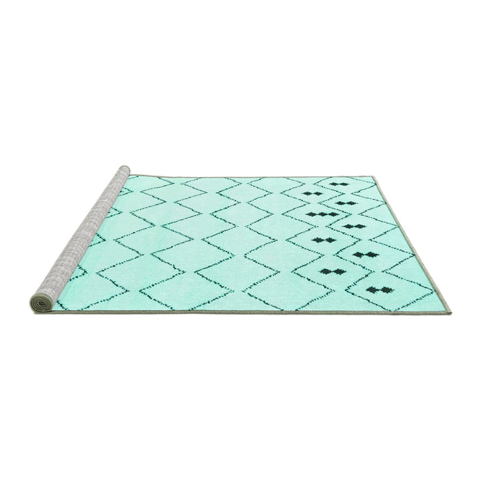 Sideview of Machine Washable Solid Turquoise Modern Area Rugs, wshcon2753turq