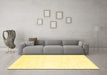 Machine Washable Solid Yellow Modern Rug in a Living Room, wshcon2754yw