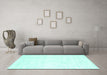 Machine Washable Solid Turquoise Modern Area Rugs in a Living Room,, wshcon2754turq