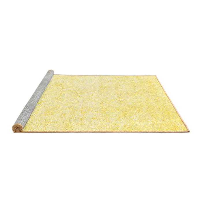 Sideview of Machine Washable Solid Yellow Modern Rug, wshcon2754yw