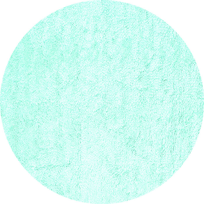 Round Machine Washable Solid Turquoise Modern Area Rugs, wshcon2754turq