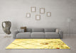 Machine Washable Solid Yellow Modern Rug in a Living Room, wshcon2755yw