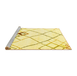 Sideview of Machine Washable Solid Yellow Modern Rug, wshcon2755yw