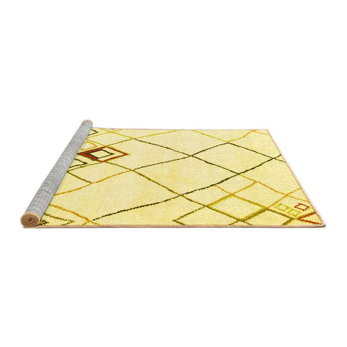Sideview of Machine Washable Solid Yellow Modern Rug, wshcon2755yw