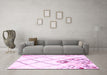 Machine Washable Solid Pink Modern Rug in a Living Room, wshcon2755pnk