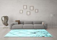 Machine Washable Solid Light Blue Modern Rug, wshcon2755lblu