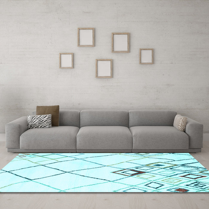 Machine Washable Solid Light Blue Modern Rug in a Living Room, wshcon2755lblu