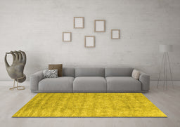 Machine Washable Abstract Yellow Contemporary Rug in a Living Room, wshcon2756yw