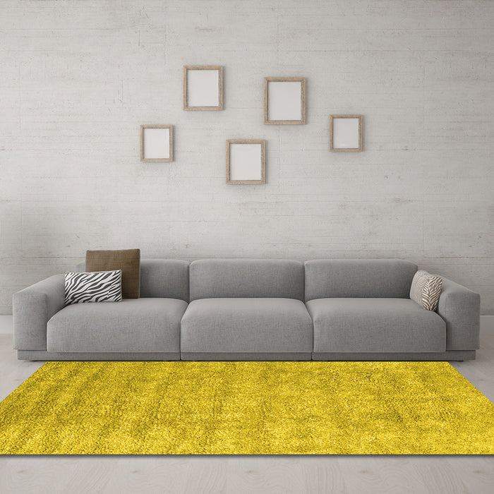 Machine Washable Abstract Yellow Contemporary Rug in a Living Room, wshcon2756yw