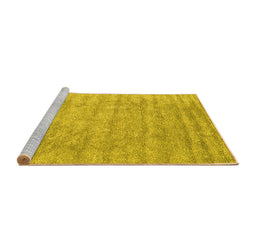 Sideview of Machine Washable Abstract Yellow Contemporary Rug, wshcon2756yw