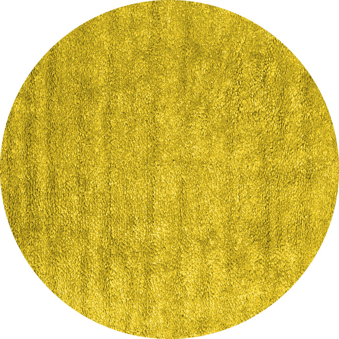 Round Abstract Yellow Contemporary Rug, con2756yw