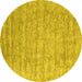 Round Abstract Yellow Contemporary Rug, con2756yw