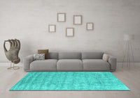 Machine Washable Abstract Turquoise Contemporary Rug, wshcon2756turq