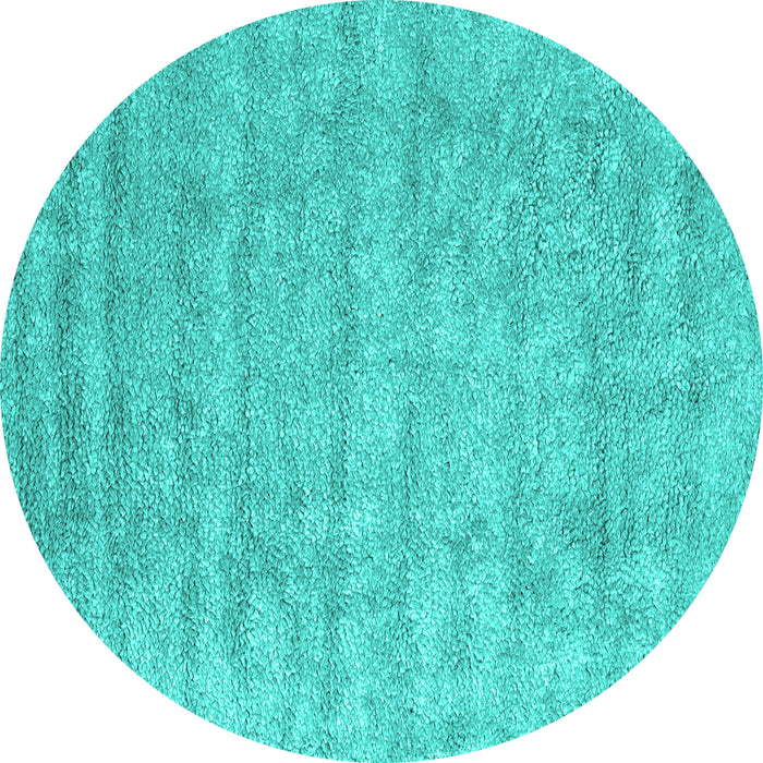 Round Machine Washable Abstract Turquoise Contemporary Area Rugs, wshcon2756turq