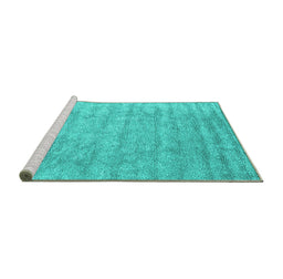 Sideview of Machine Washable Abstract Turquoise Contemporary Area Rugs, wshcon2756turq