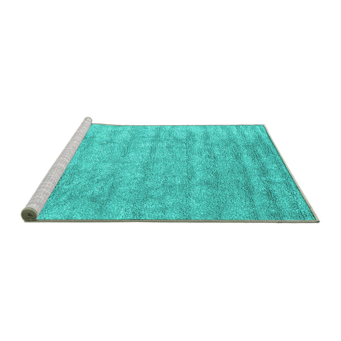 Sideview of Machine Washable Abstract Turquoise Contemporary Area Rugs, wshcon2756turq