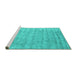 Sideview of Machine Washable Abstract Turquoise Contemporary Area Rugs, wshcon2756turq