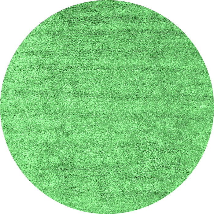 Round Machine Washable Abstract Emerald Green Contemporary Area Rugs, wshcon2756emgrn