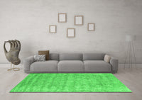 Machine Washable Abstract Green Contemporary Rug, wshcon2756grn