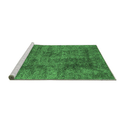 Sideview of Machine Washable Abstract Emerald Green Contemporary Area Rugs, wshcon2757emgrn